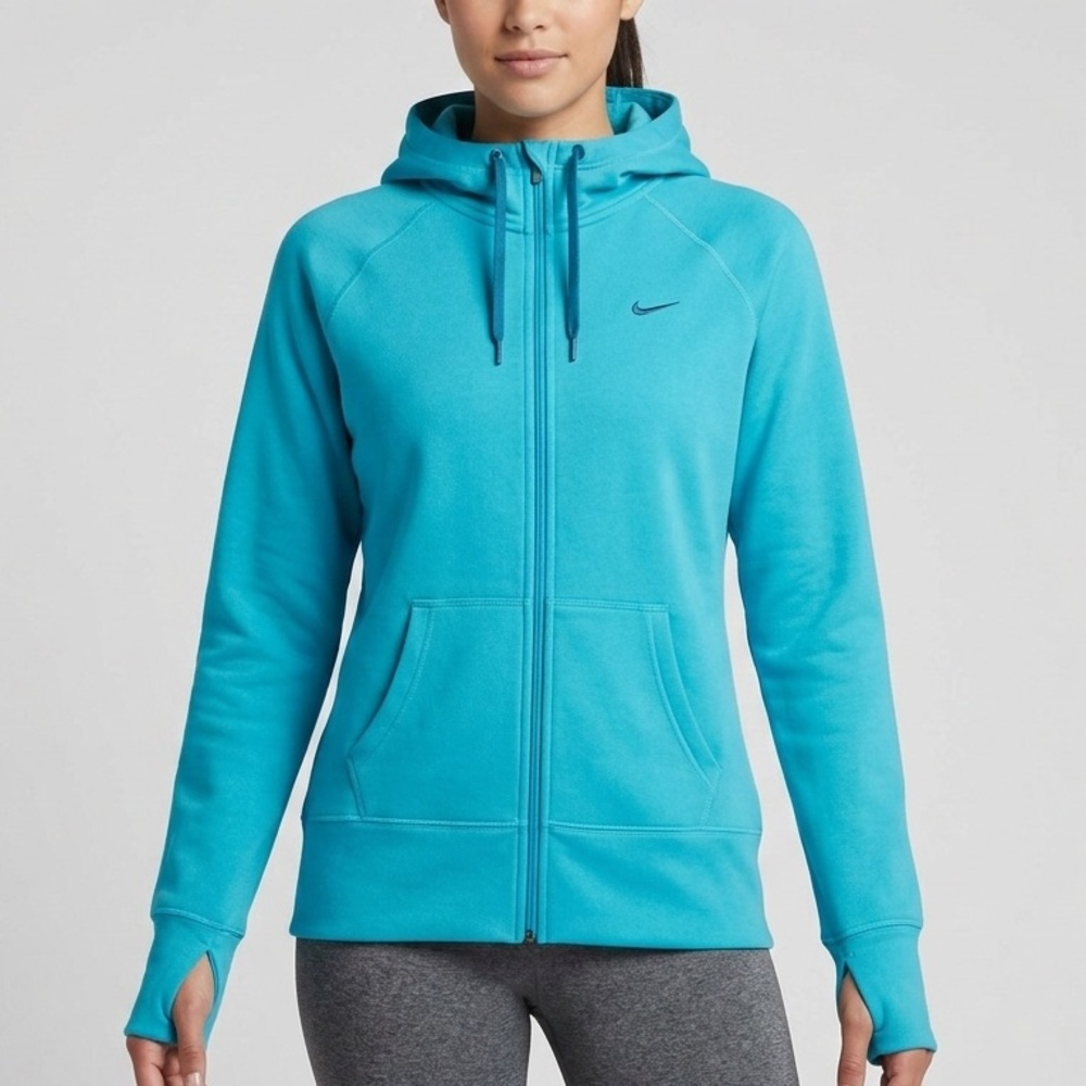 Nike Teal Zip-Up Hooded Sweatshirt